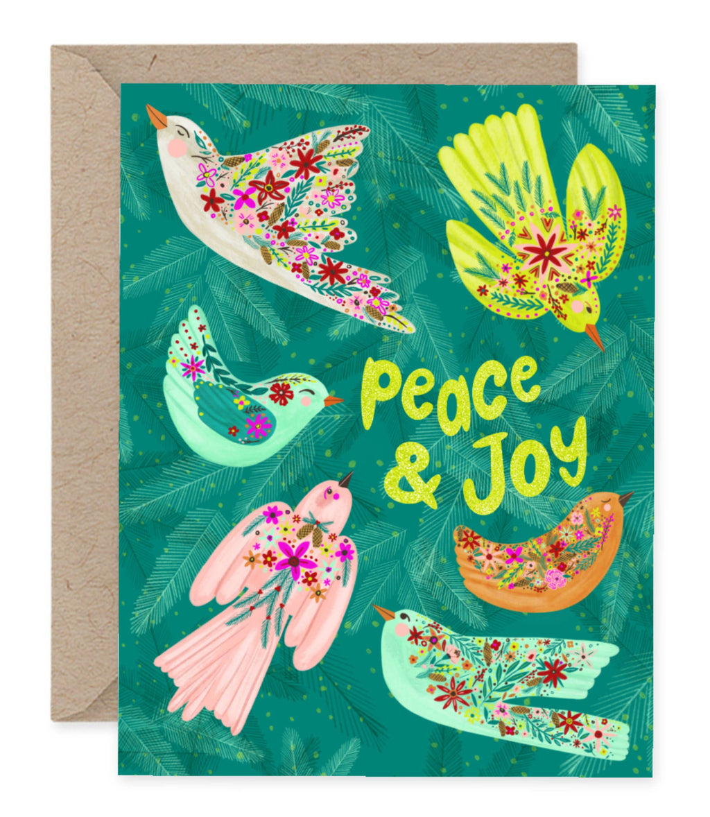 Peace & Joy Holiday Birds Card
