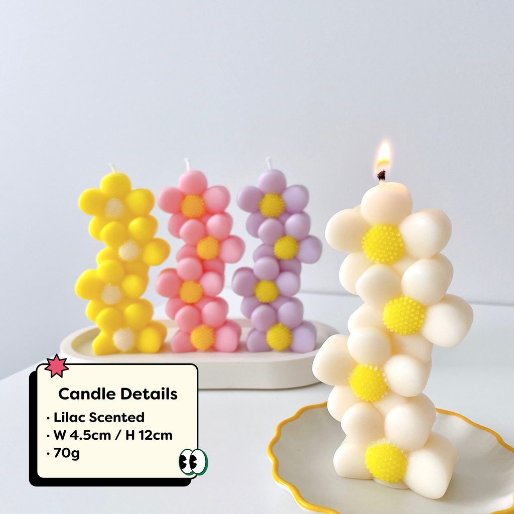 Daisy Pillar Candles | Flower Candles | Flower Decor: Pale Orange