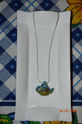Teapot pendant with sky and grass painting