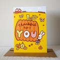 Thankful for You Bunny with Pumpkin Greeting Card