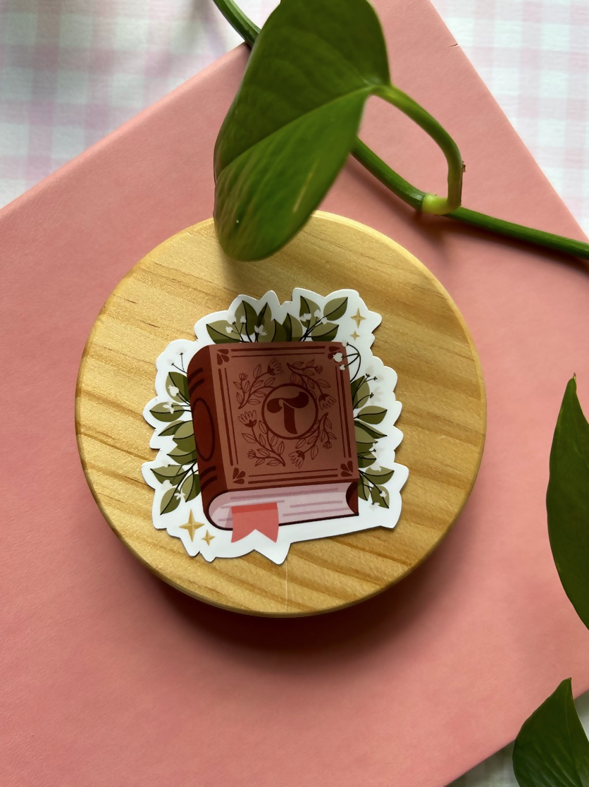 Floral Brown Book Stickers