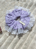Lace Cotton Scrunchie - Purple Gingham