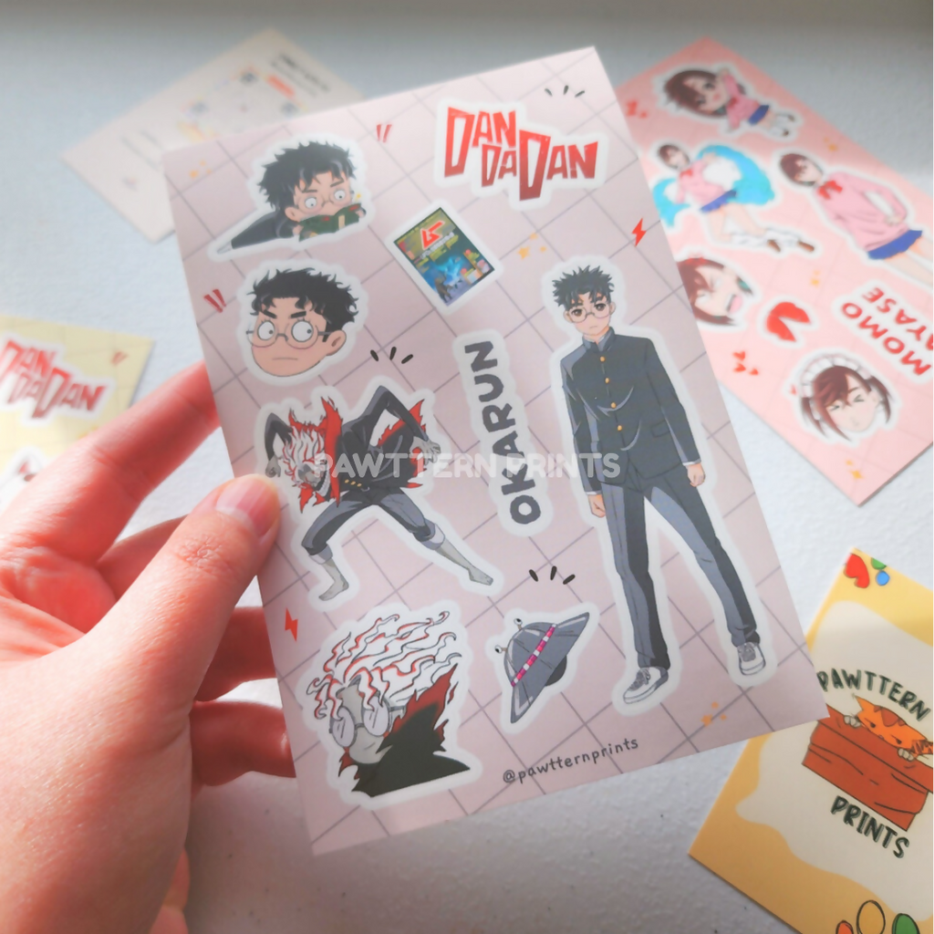 DDD Okarun Fan Art Matte Vinyl Sticker Sheet