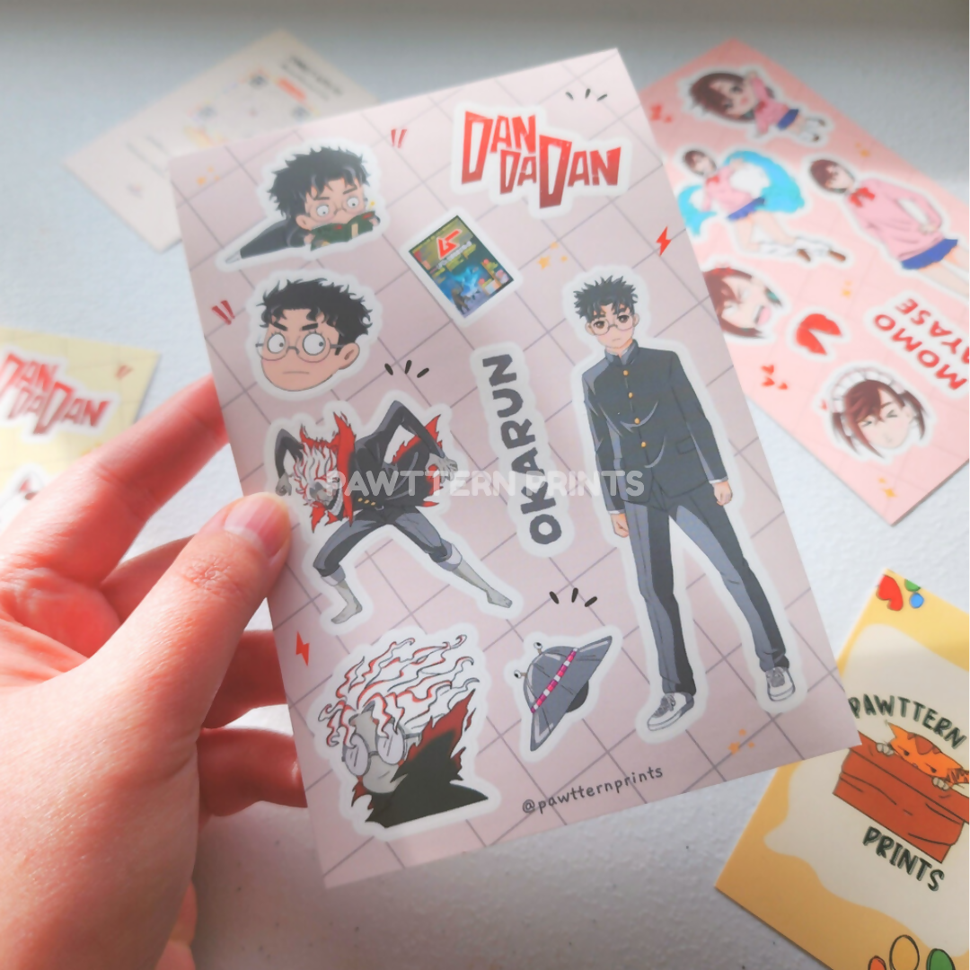 DDD Okarun Fan Art Matte Vinyl Sticker Sheet