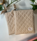 Beige Waffle Diagonal Quilted - Kindle Sleeve - E Reader Case 7” - Handmade ●Small Batch●