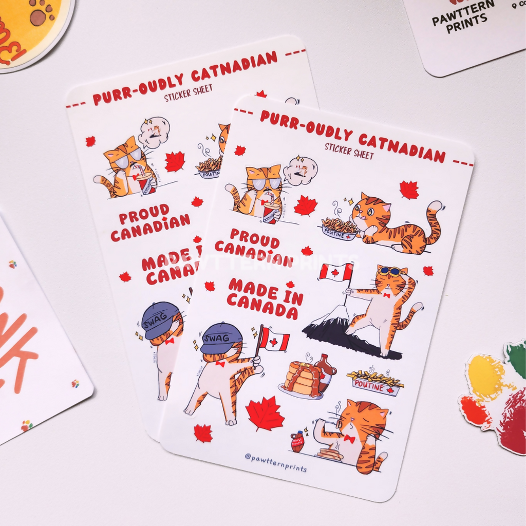 Purroudly Catnadian Glossy Vinyl Sticker Sheet