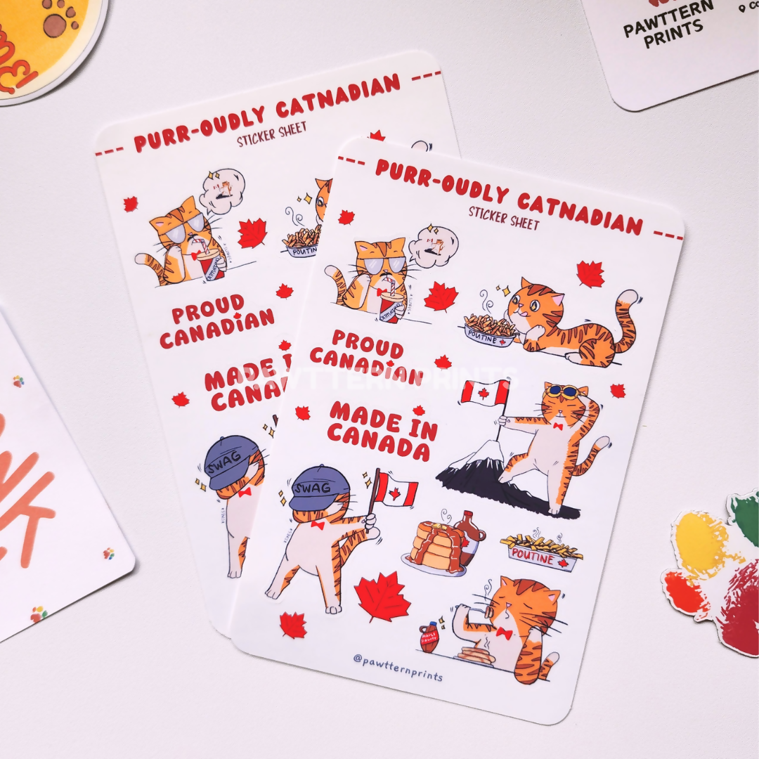 Purroudly Catnadian Glossy Vinyl Sticker Sheet