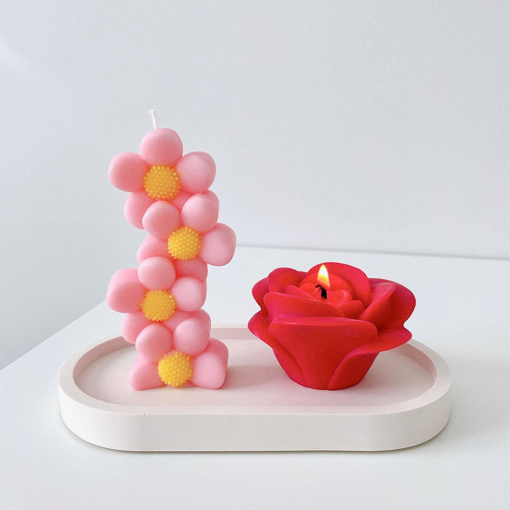 Daisy Pillar Candles | Flower Candles | Flower Decor: Lavender