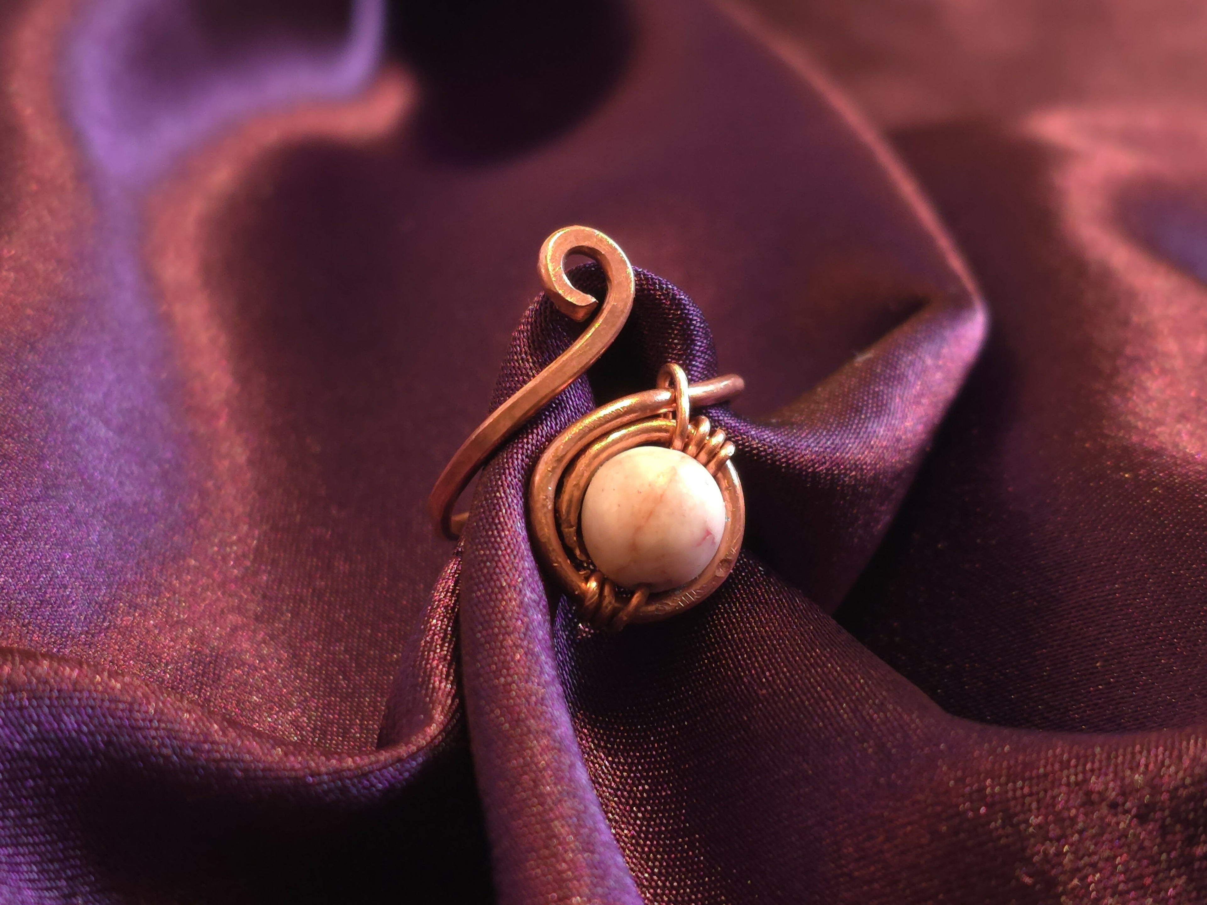 Pink Opal Copper Ring