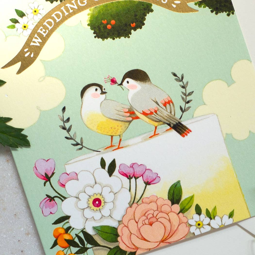 Birds on Cake Wedding Greeting Card