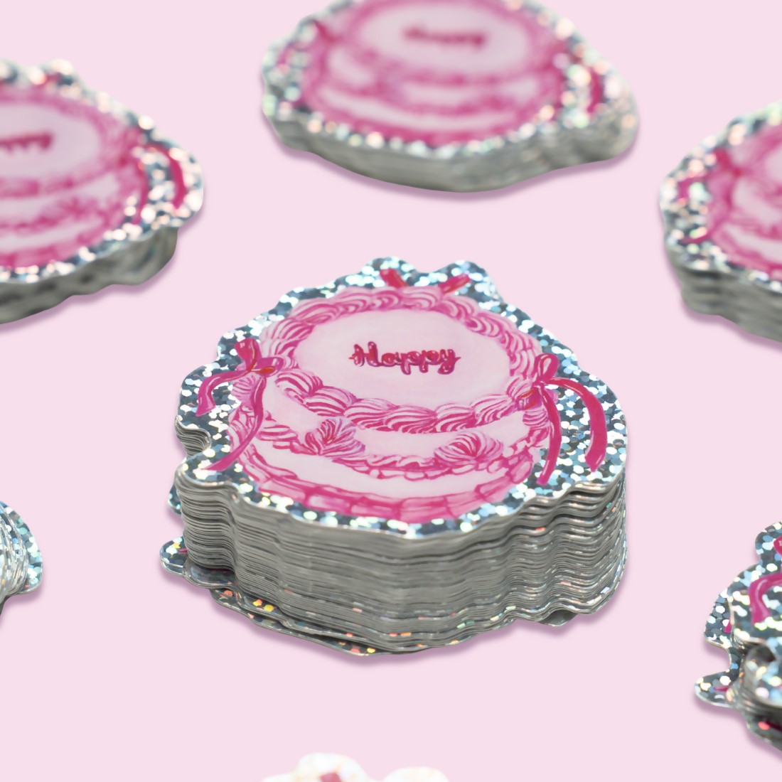 Happy Cake Glitter Sticker