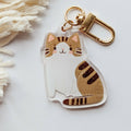 Brown and White Tabby Cat Keychain