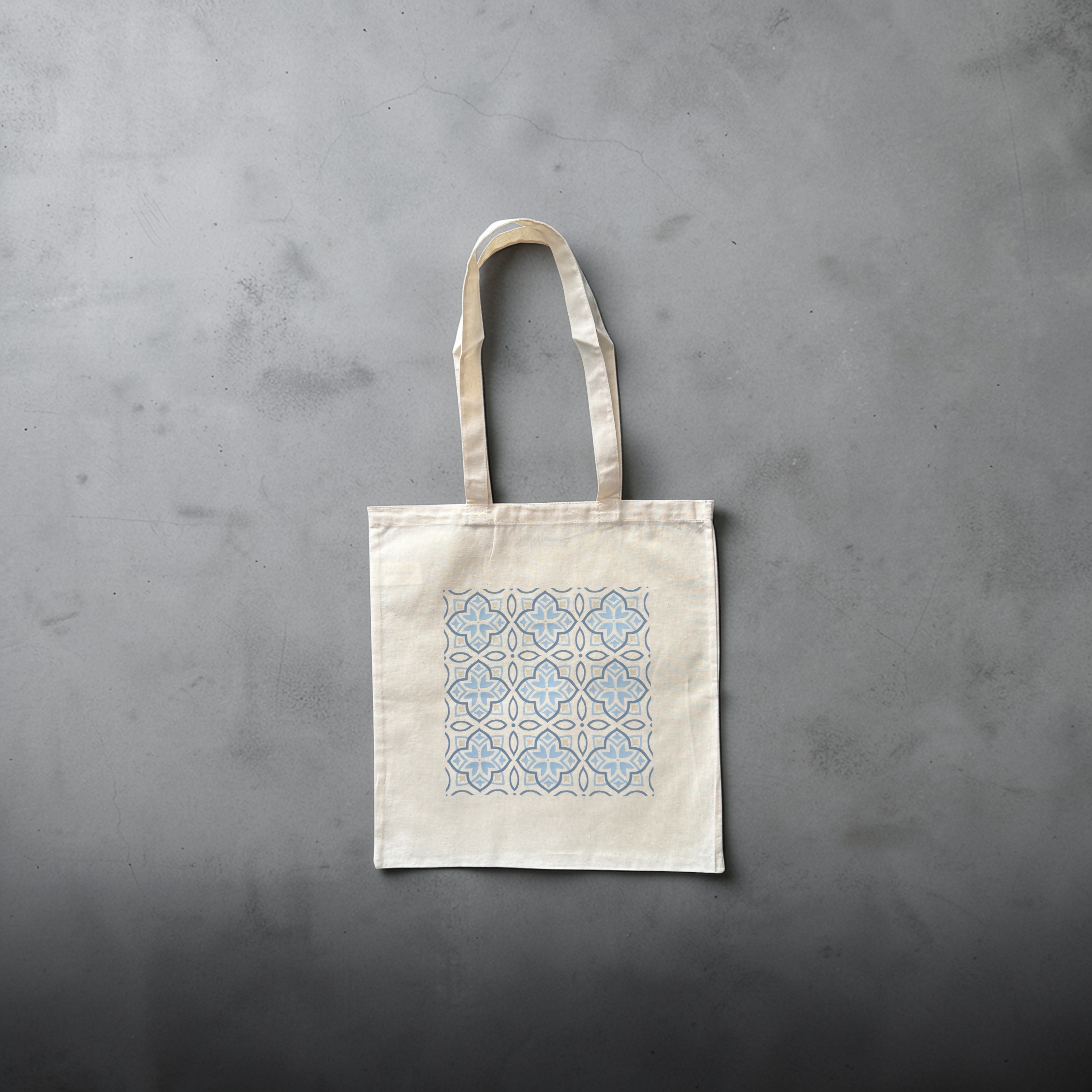 Blue artisan print tote bag