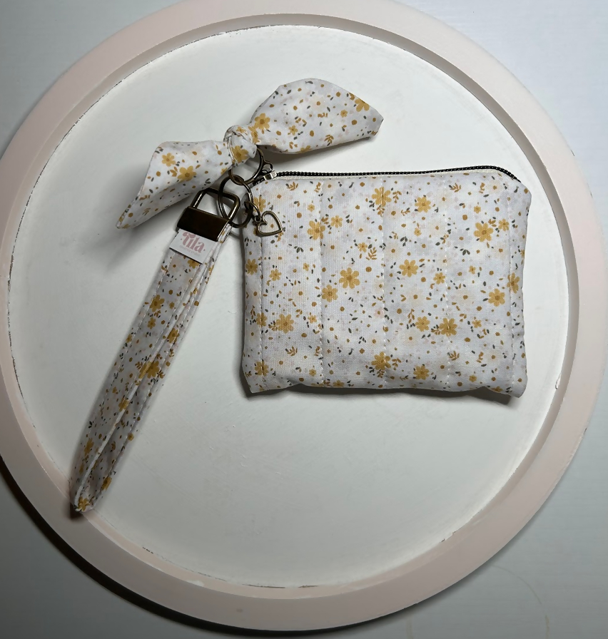 Yellow Flowers Mini Pouch with Wristlet ●Small Batch●
