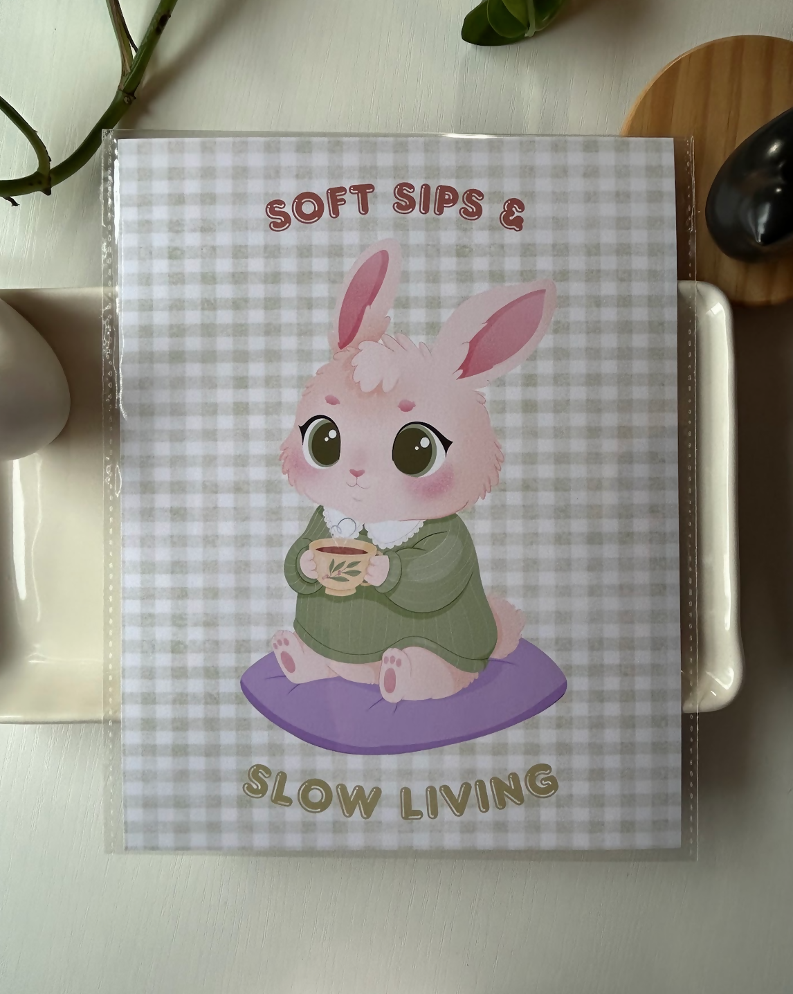 Slow Living Art Print - Gingham Green