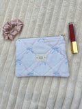Handmade Quilted Zipper Pouch - Blue Ribbon Bow
