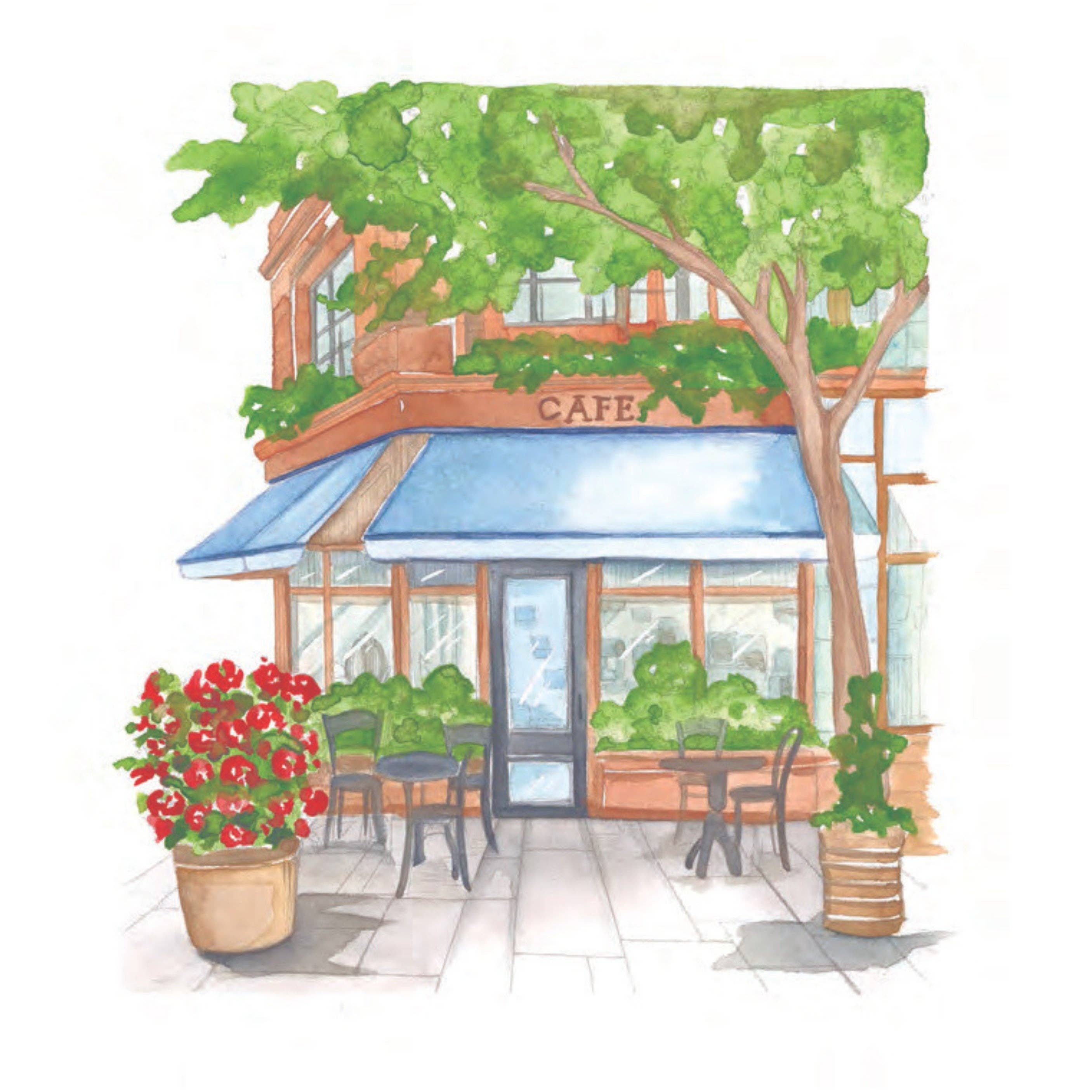 Cozy Cafés Watercolor Workbook by Nya Wolfe