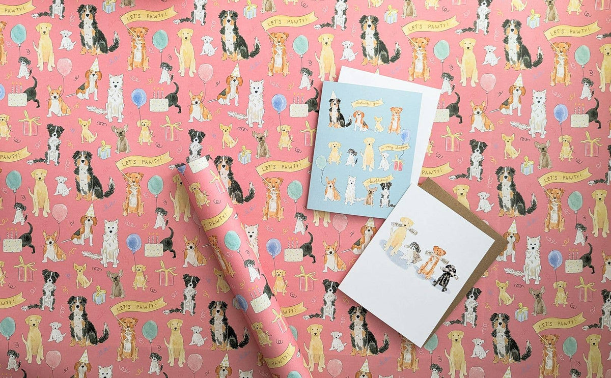 Dog Birthday Gift Wrap | Celebration Dog Pawty: Roll of 3 Sheets