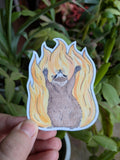 Raccoon Fire Vinyl Sticker