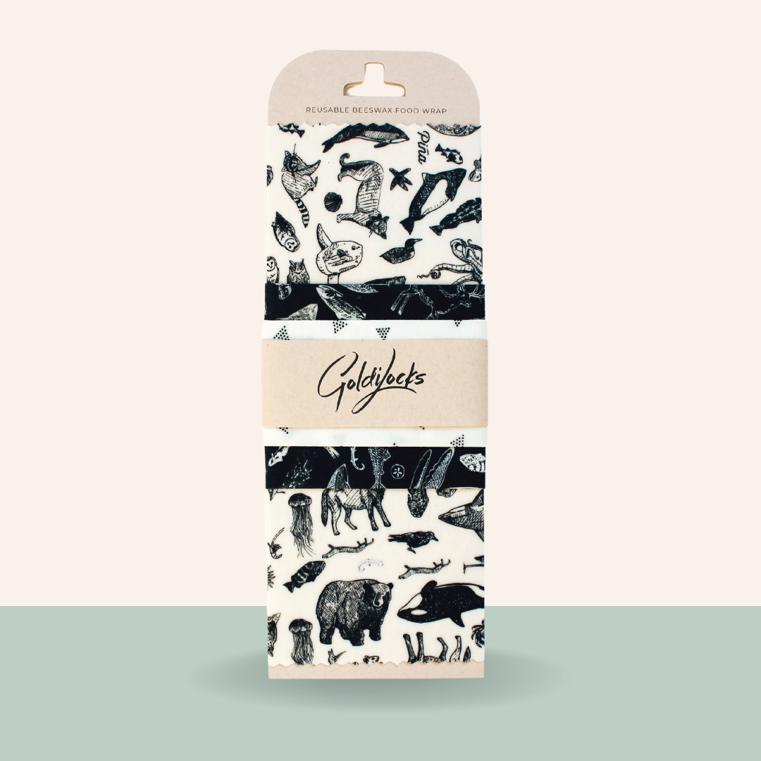 Reusable Beeswax Food Wraps: Species of Ucluelet Set of 3: Wholesale