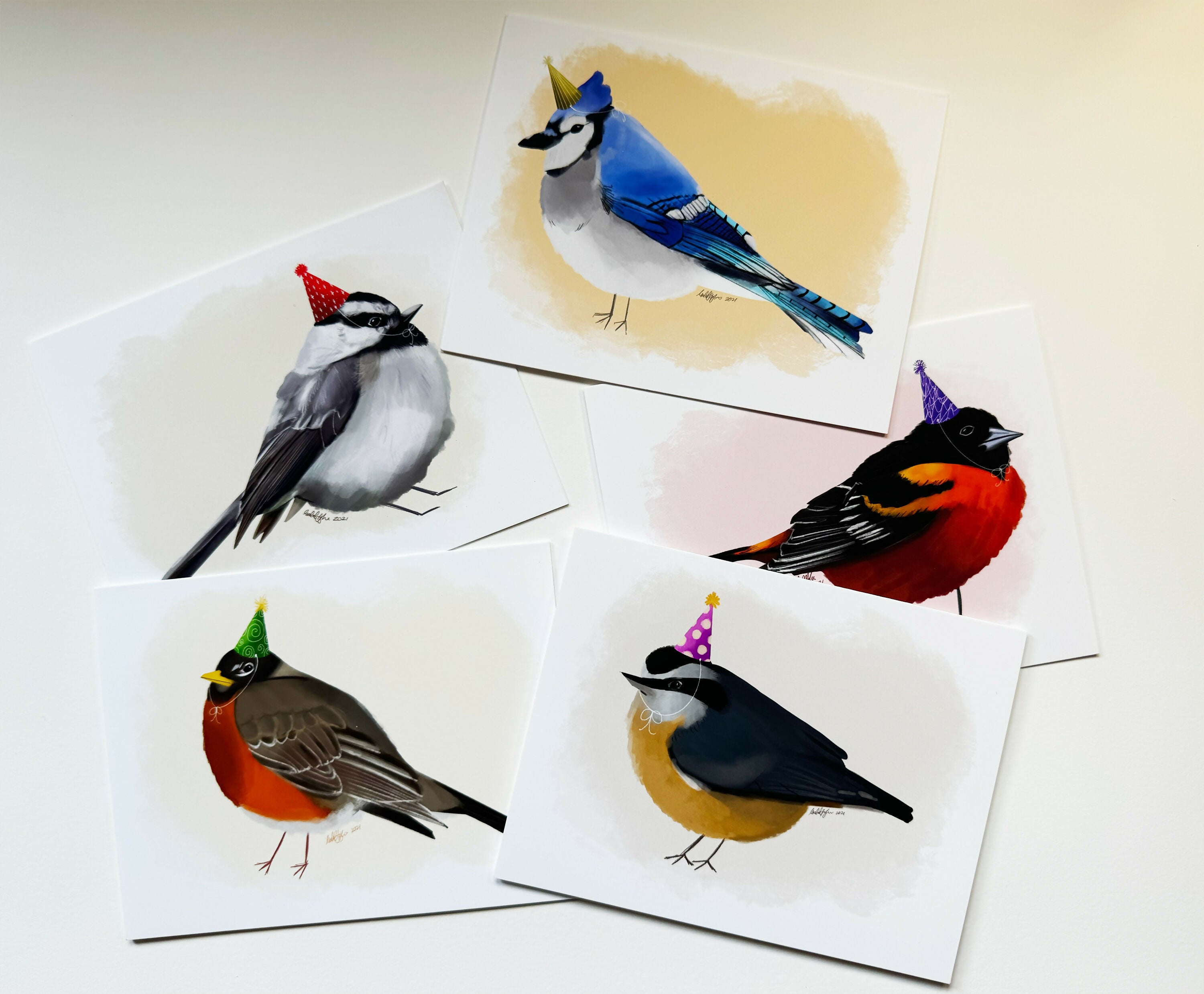 Party Birds Blank Greeting Cards