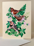 Woodland ground foragers | Notecard