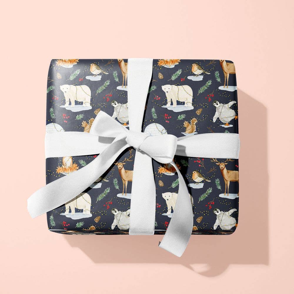 Festive Animals Christmas Gift Wrap: Roll of 3 Sheets