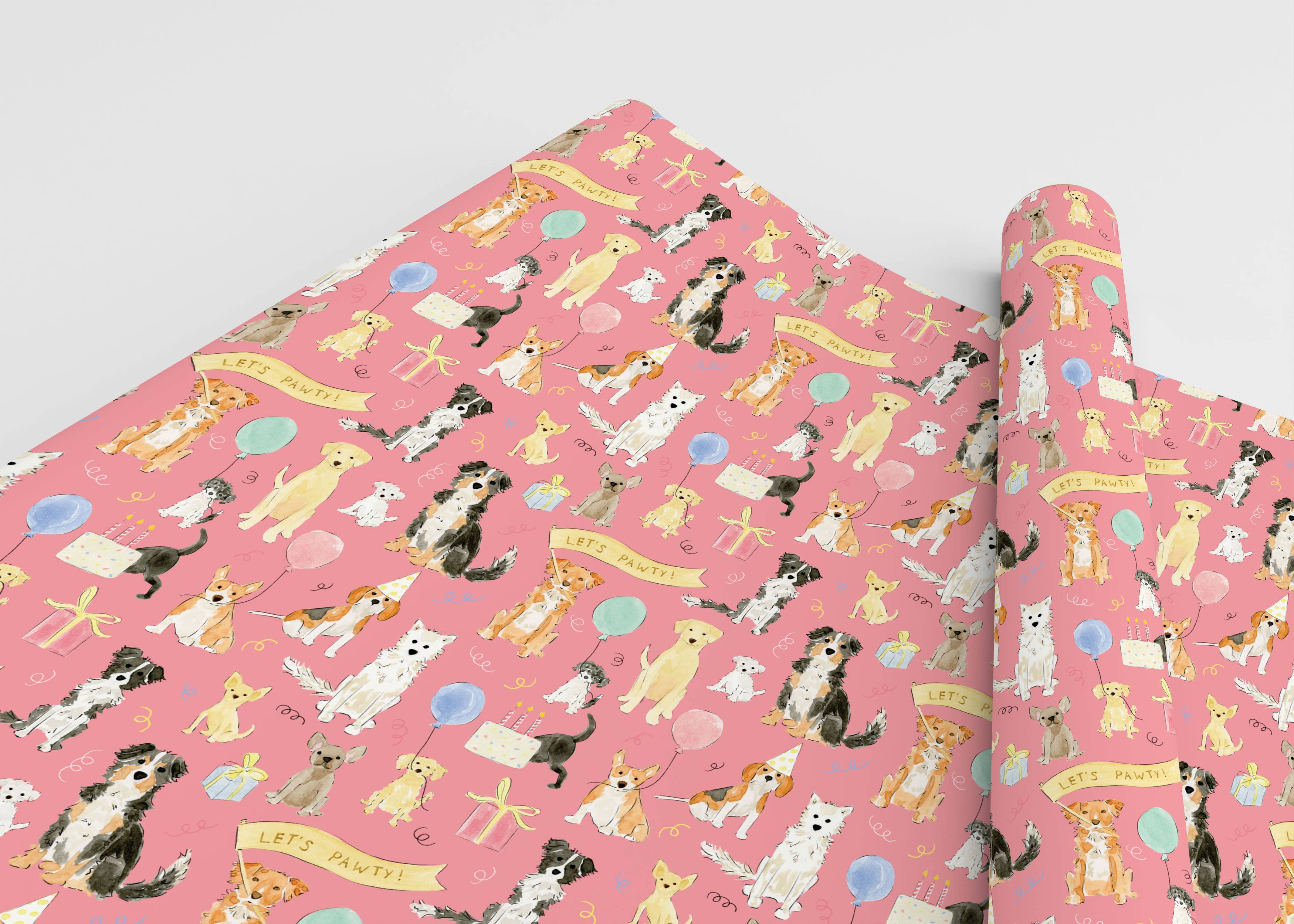 Dog Birthday Gift Wrap | Celebration Dog Pawty: Roll of 3 Sheets