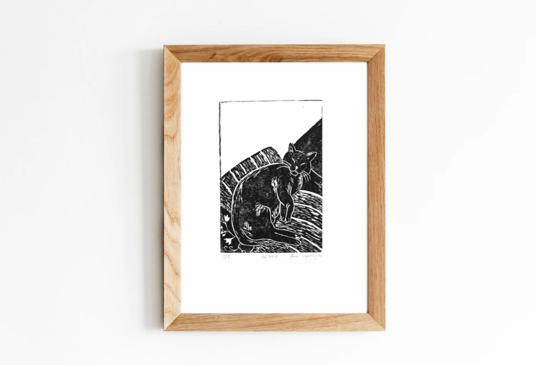 Cat Nap Linocut
