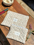 Handmade Quilted Zipper Pouch - Pink Flowers
