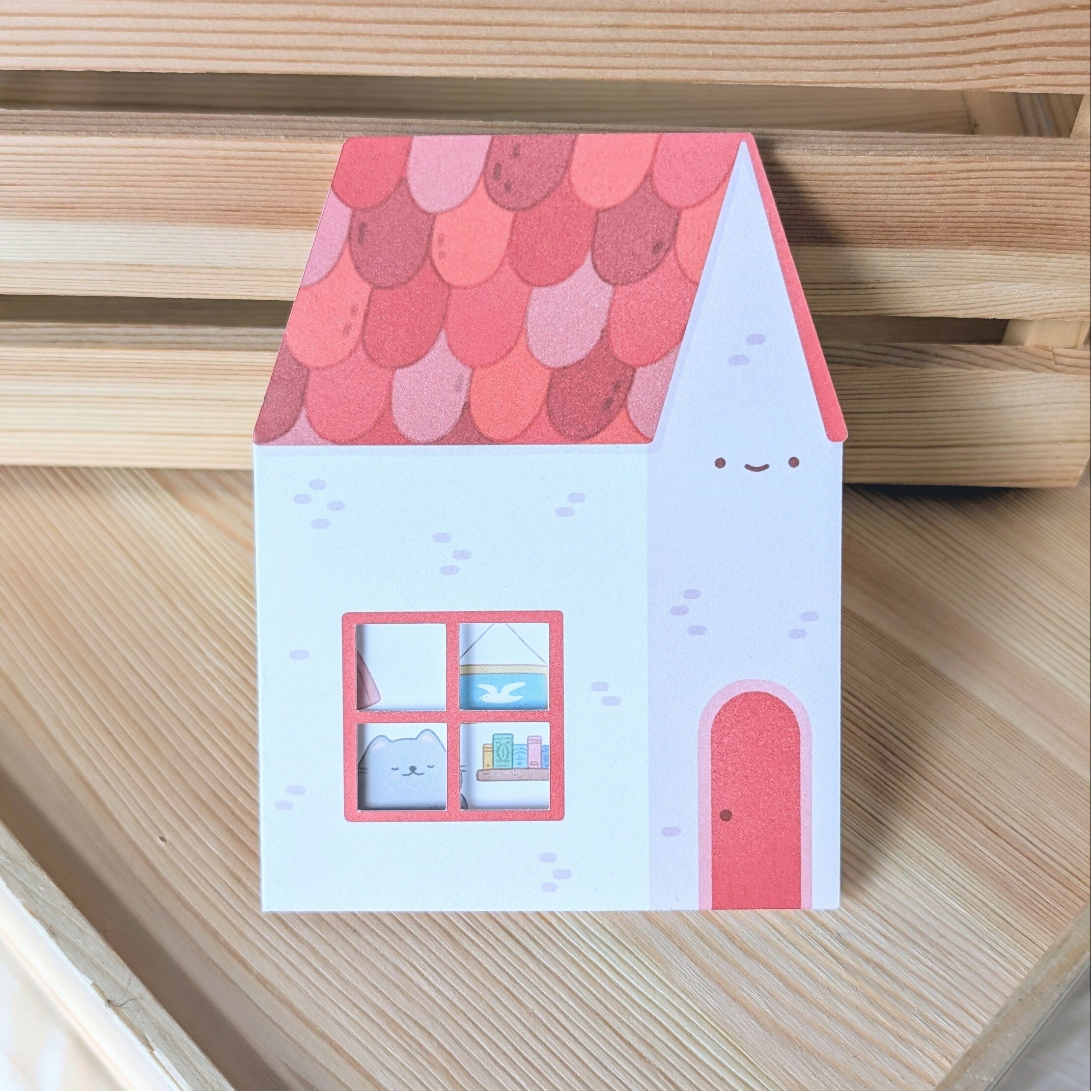 Red Peekaboo House Greeting Card