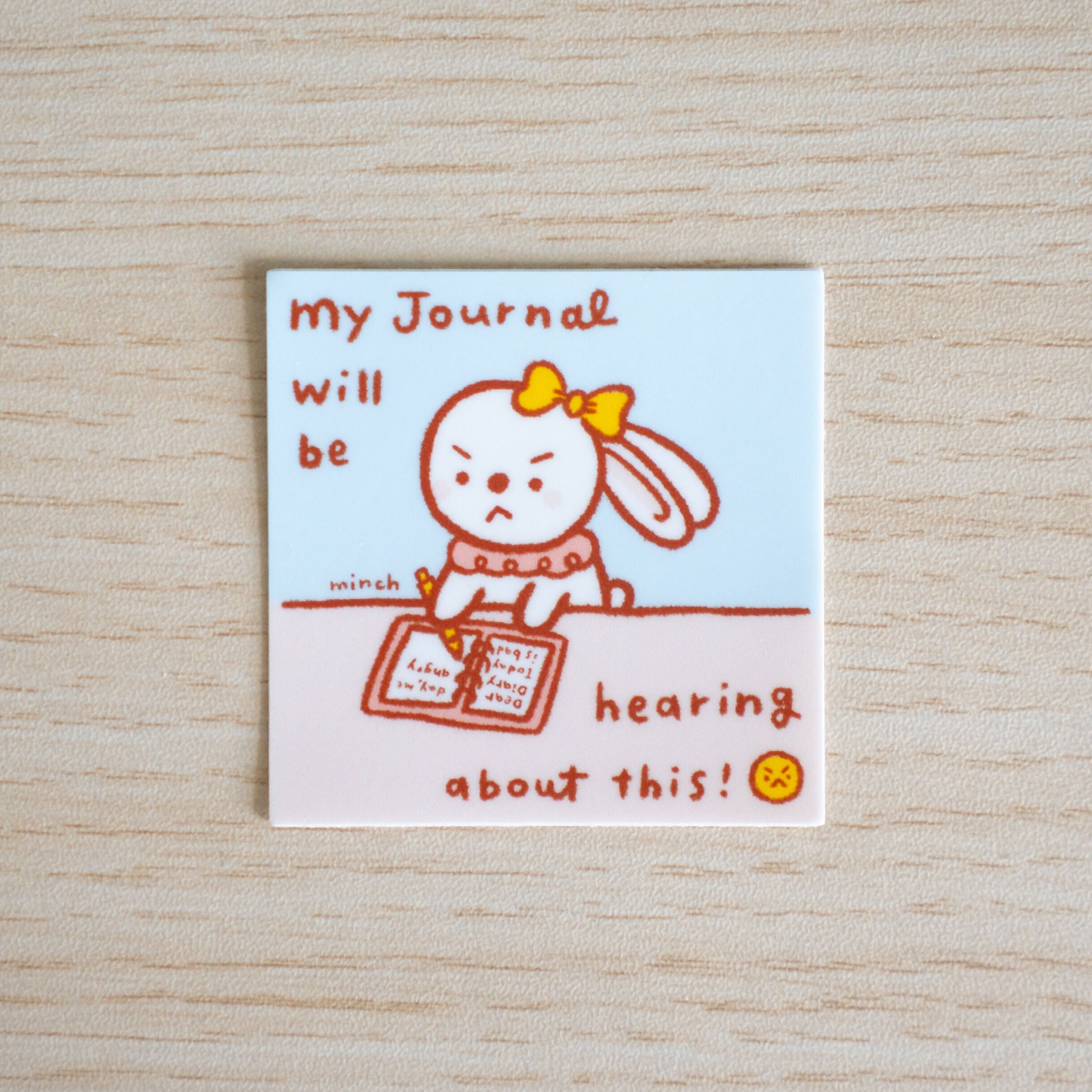 Angry Journaling Bunny Die Cut Sticker