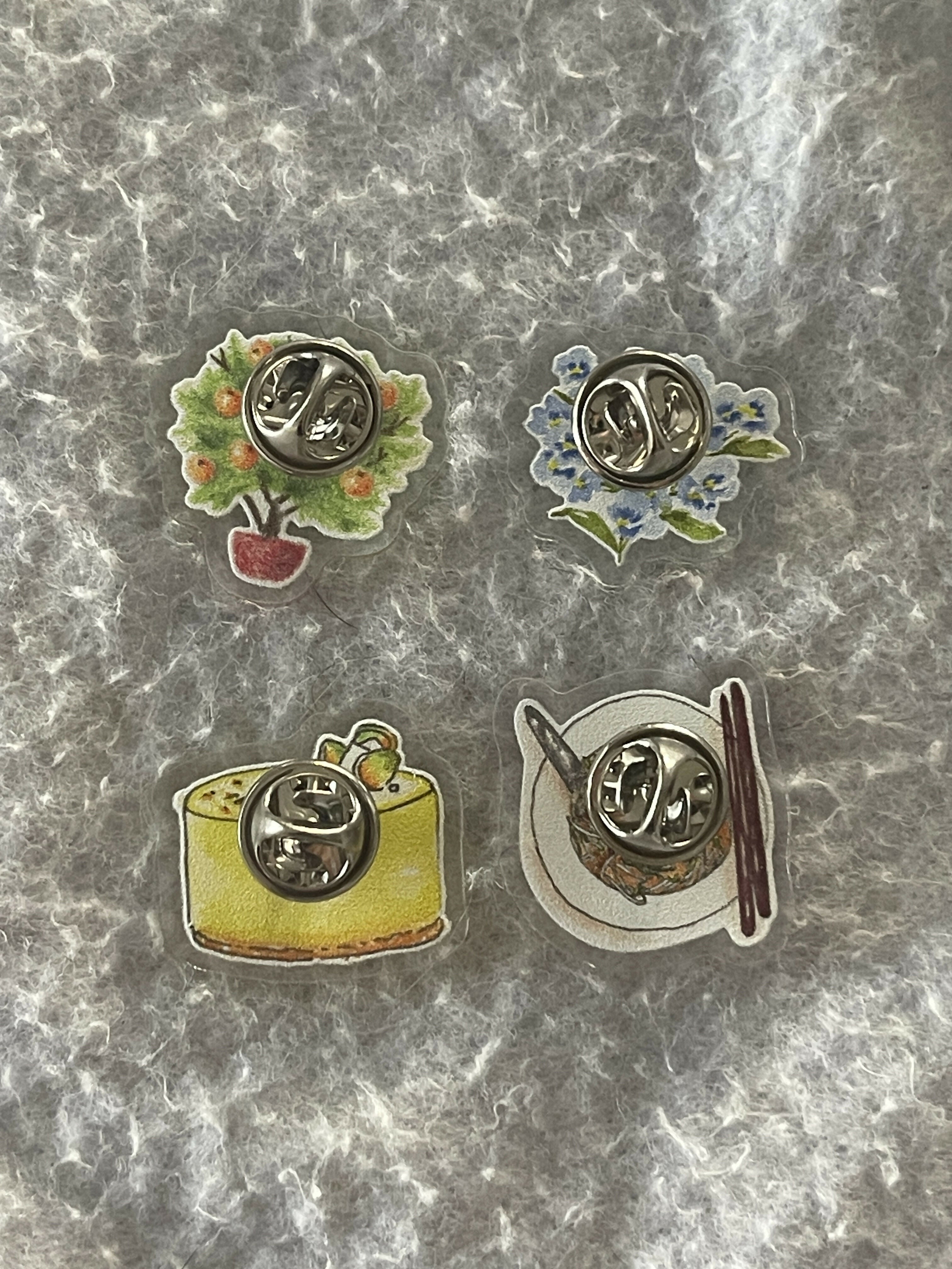 Acrylic Pins (hand drawn designs) - Cake