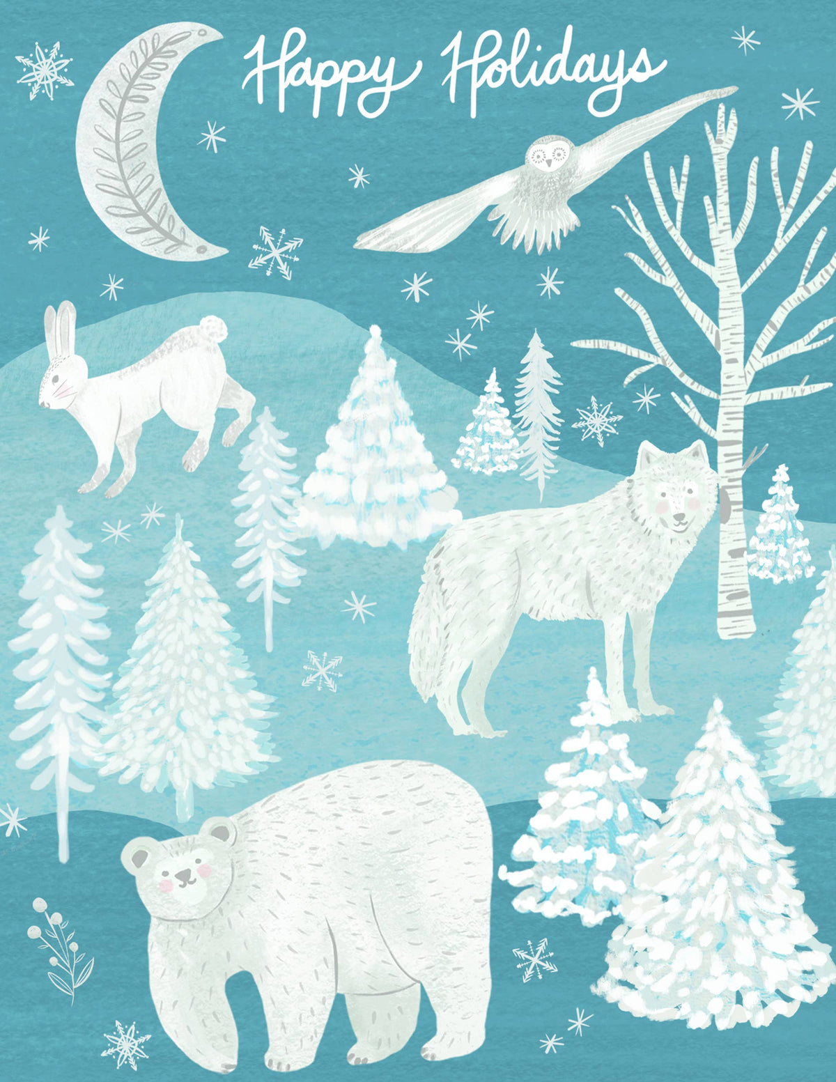 Arctic Animals Winter Holiday Greeting Card