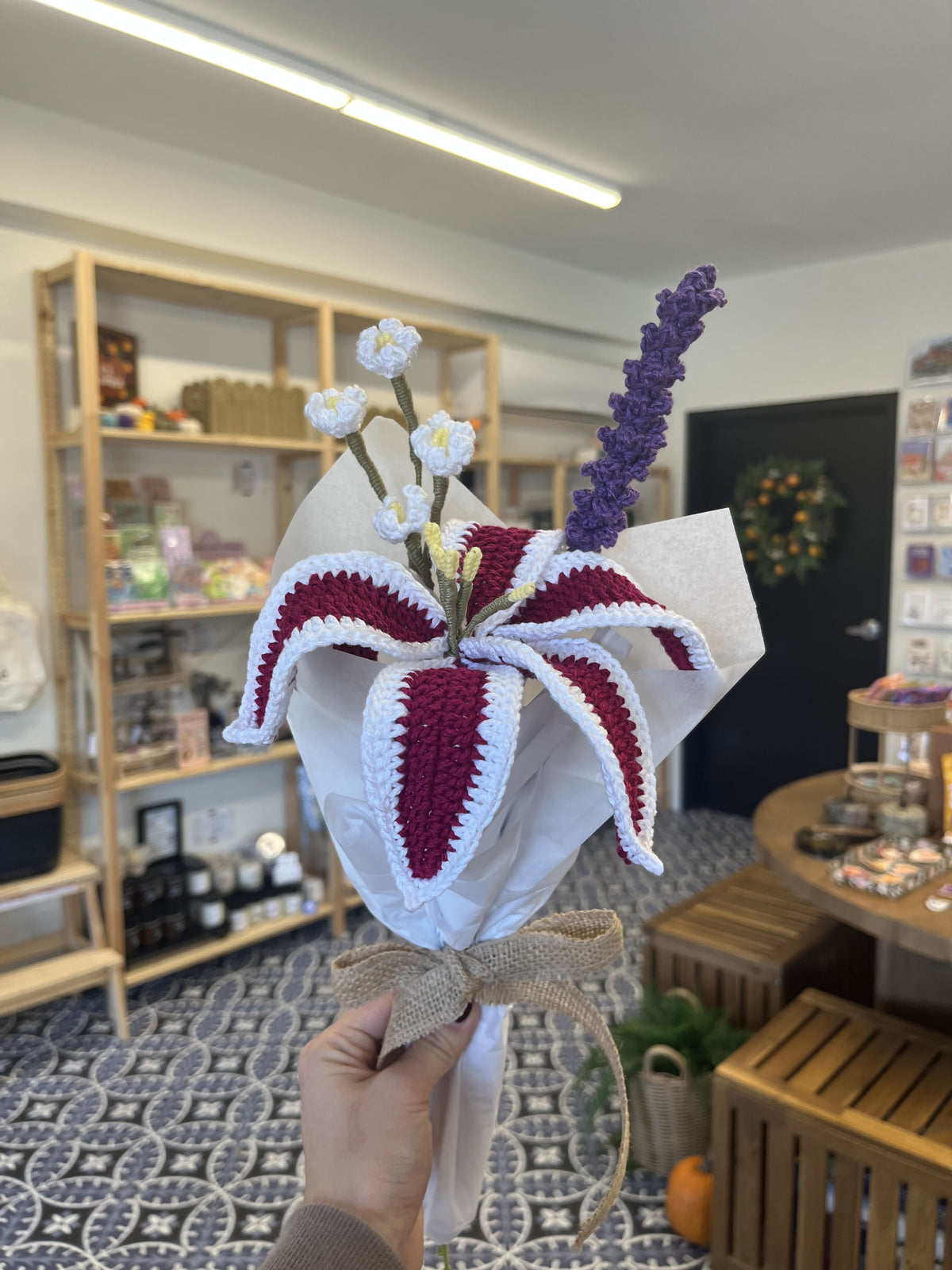Rosy Lily Crochet Bouquet