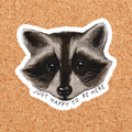 Happy To Be Here Raccoon Sticker
