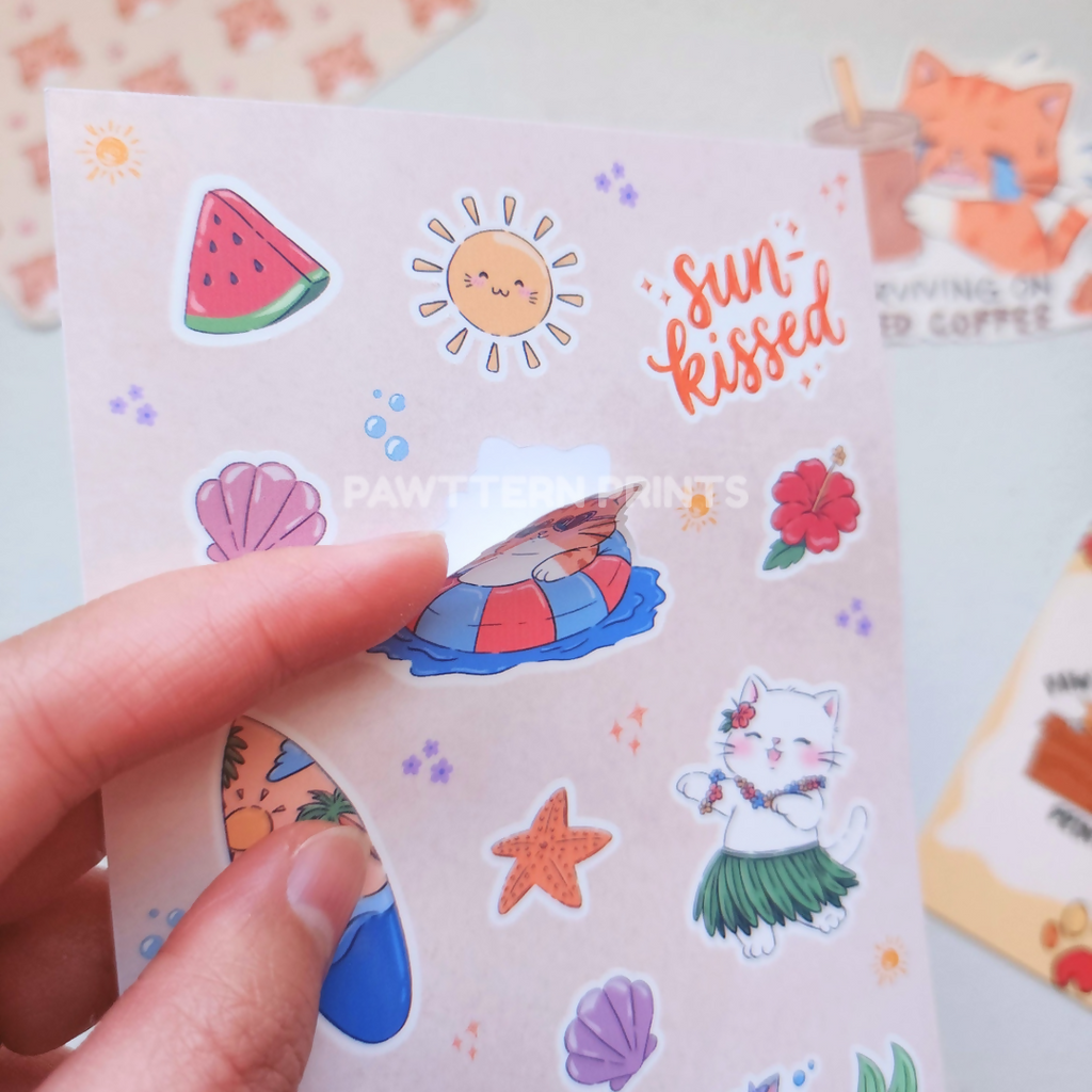 Summer Holiday Glossy Vinyl Sticker Sheets