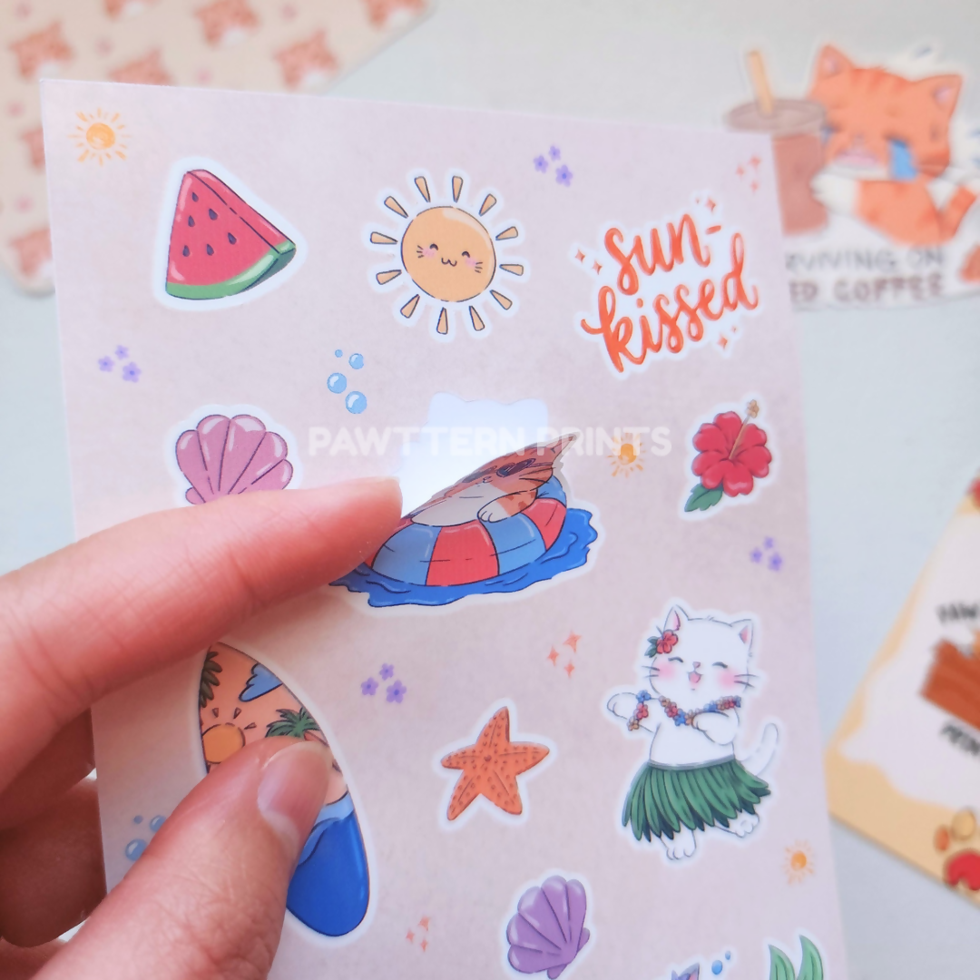 Summer Holiday Glossy Vinyl Sticker Sheets