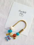 Ribbon Plaid Brass Screw Lock Bag Charm