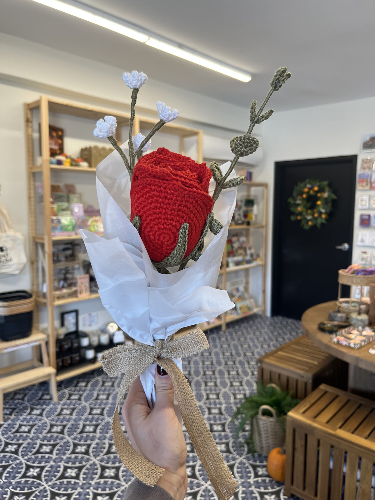 Sweetheart Eucalyptus Crochet Bouquet