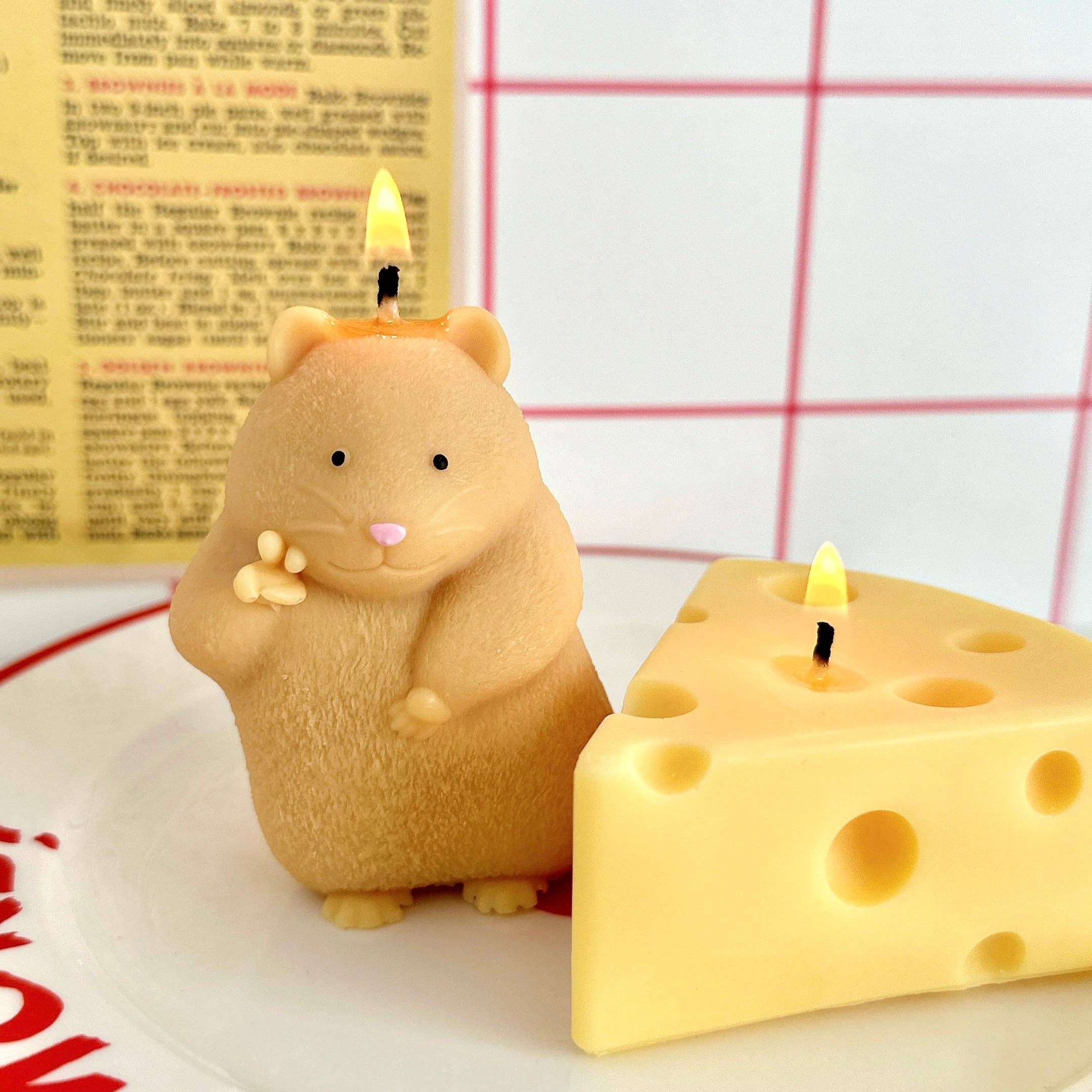 Hamster & Cheese Soy Candle Set | Candle Gift Set: Beige