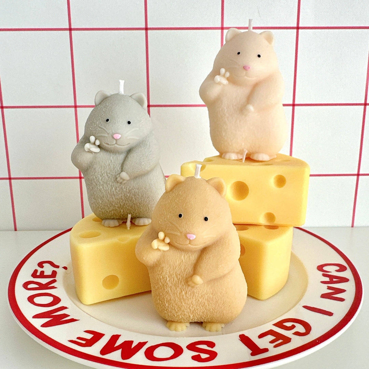Hamster & Cheese Soy Candle Set | Candle Gift Set: Beige