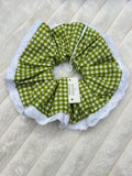 Lace Cotton Scrunchie - Green Gingham