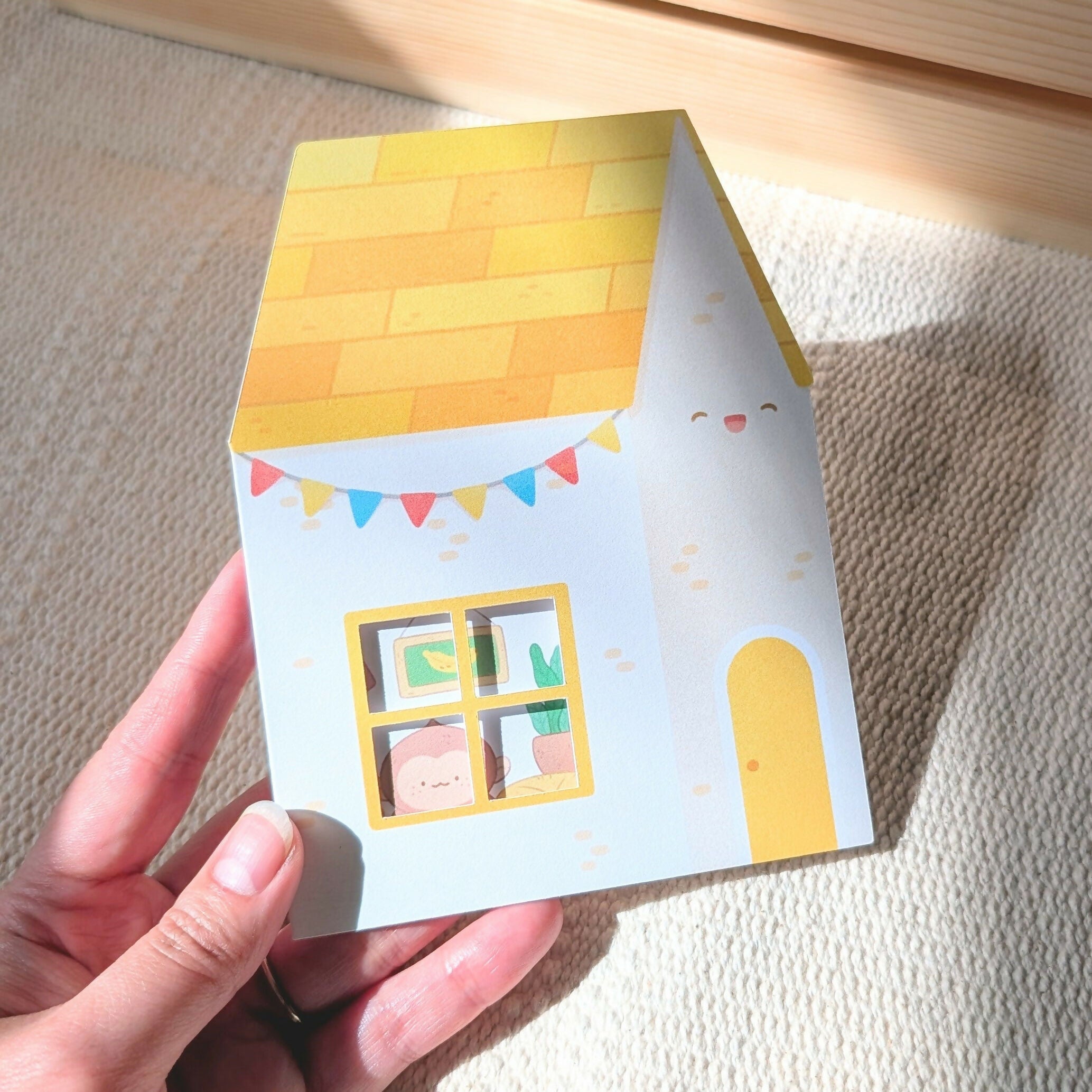 Yellow Peekaboo House Greeting Card