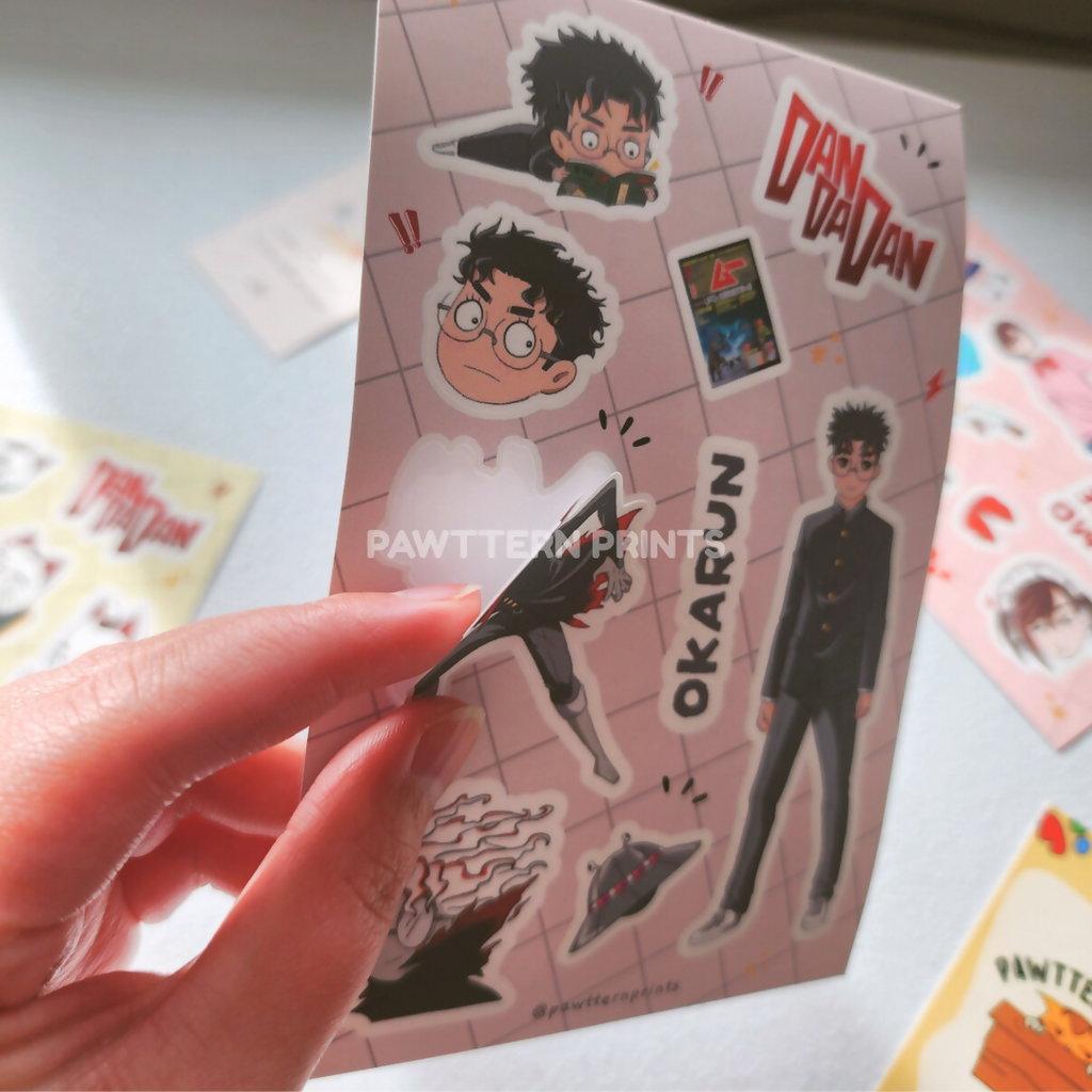 DDD Okarun Fan Art Matte Vinyl Sticker Sheet