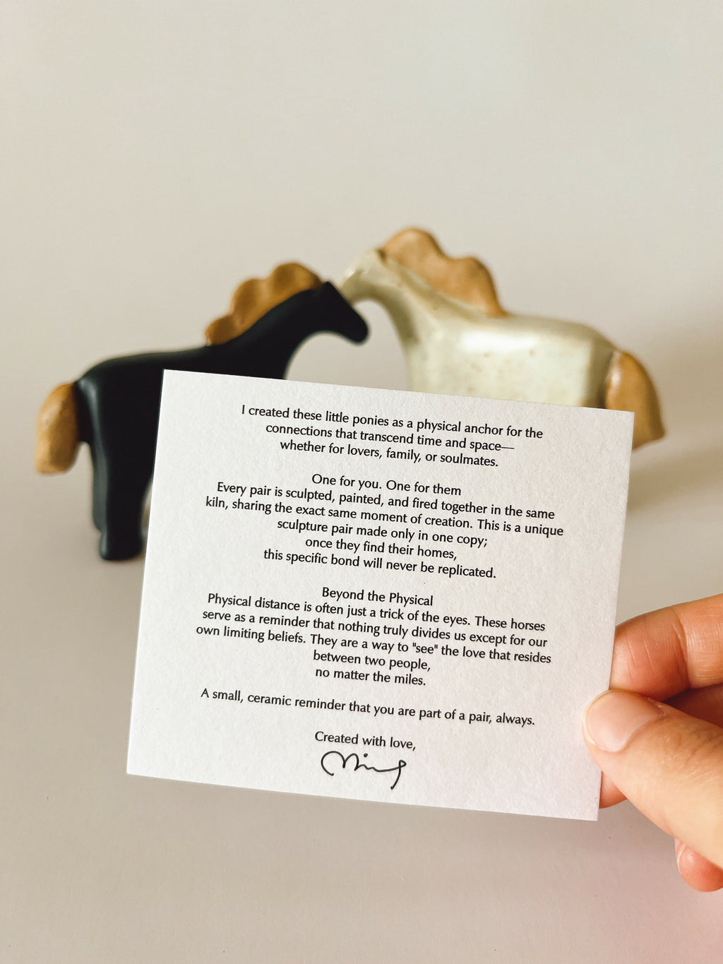 Handcrafted Ceramic Twin Ponies (Black-n-White)