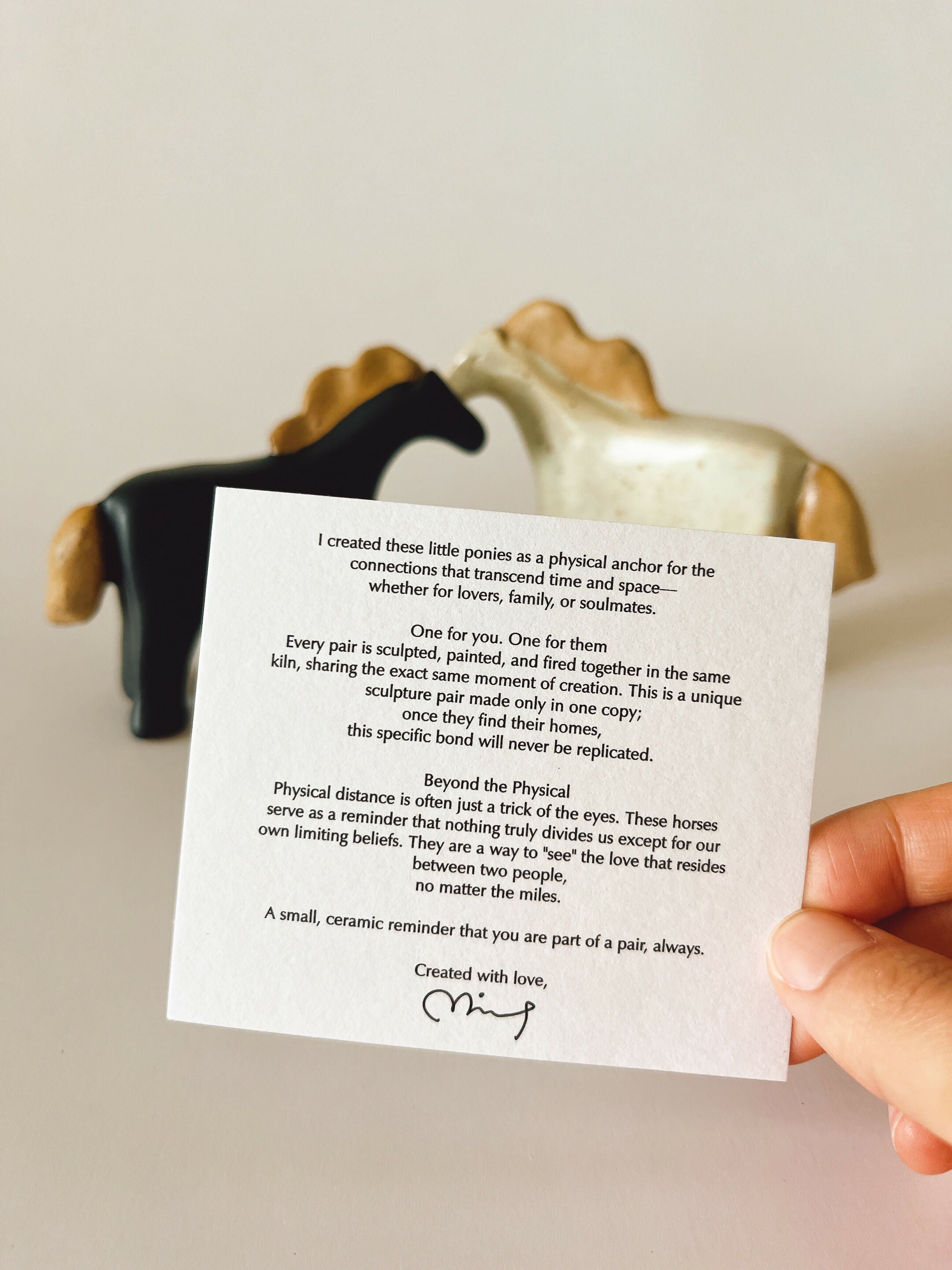 Handcrafted Ceramic Twin Ponies (Black-n-White)