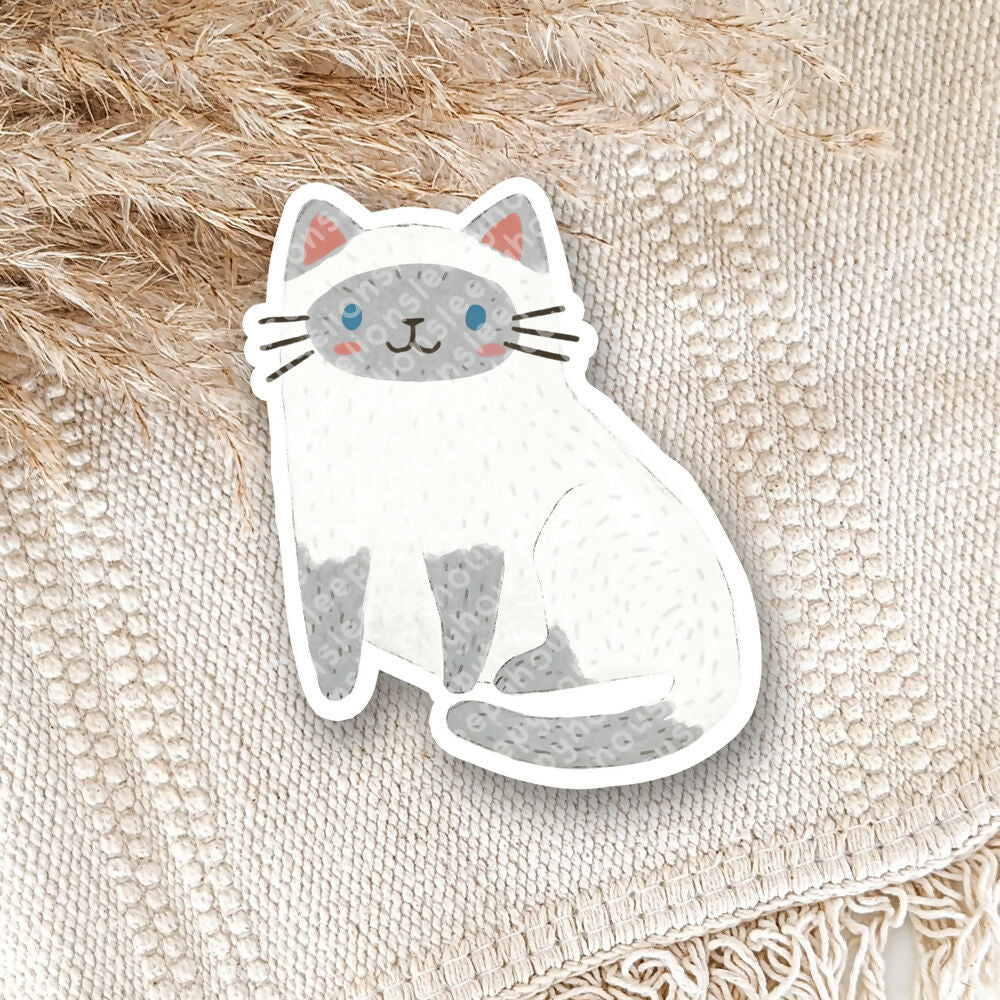 Blue/Lilac (Grey) Point Siamese Ragdoll Cat Vinyl Sticker
