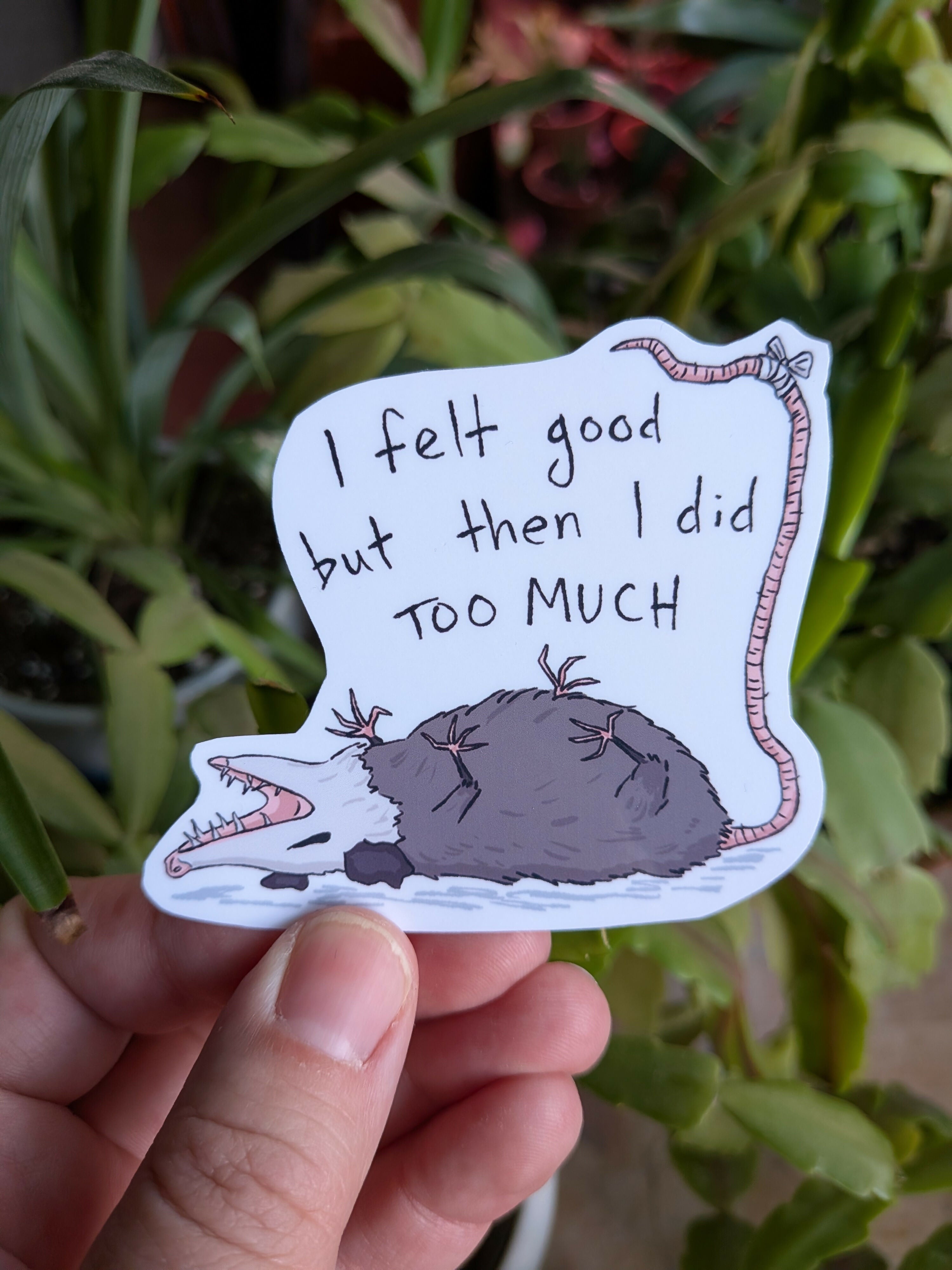 Opossum Did Too Much Vinyl Sticker