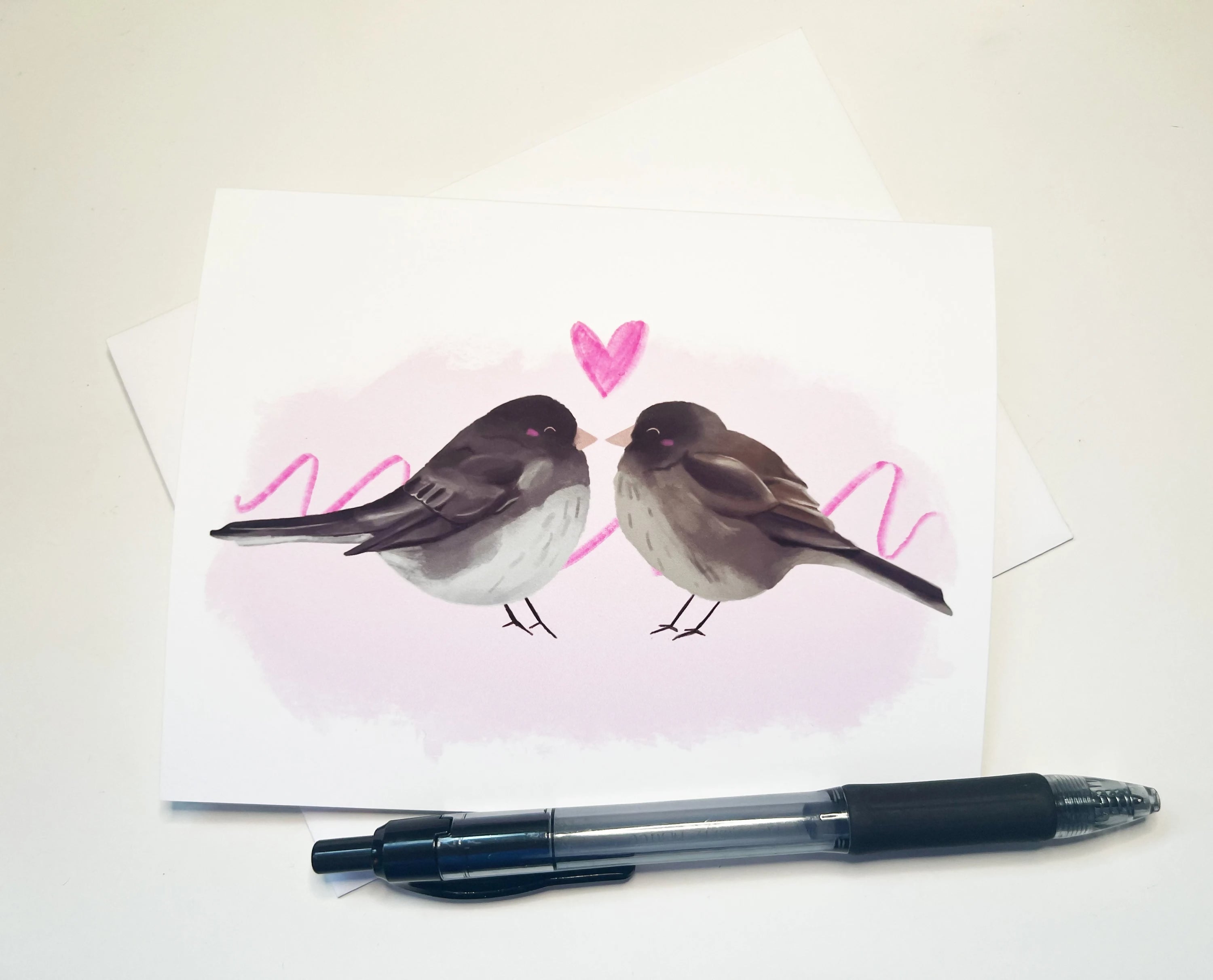 Lovebird Juncos Blank Greeting Card